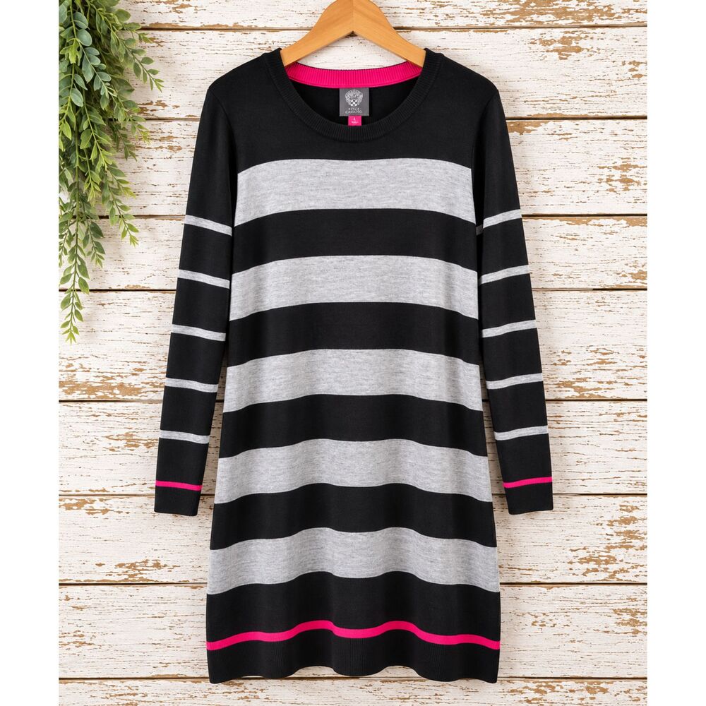 Vince Camuto Women's Large Color Block Long Sleeve Knit Sweater Dress